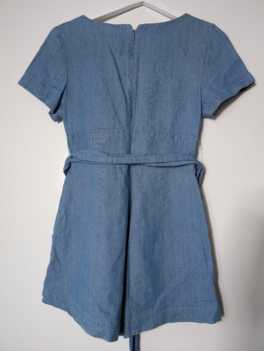 Kookai Denim V-Neck Playsuit Blue Size 36 - Image 5