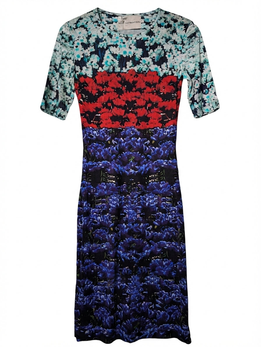 Mary Katrantzou Floral Print Silk Jersey Sheath Dress Size S - Image 1