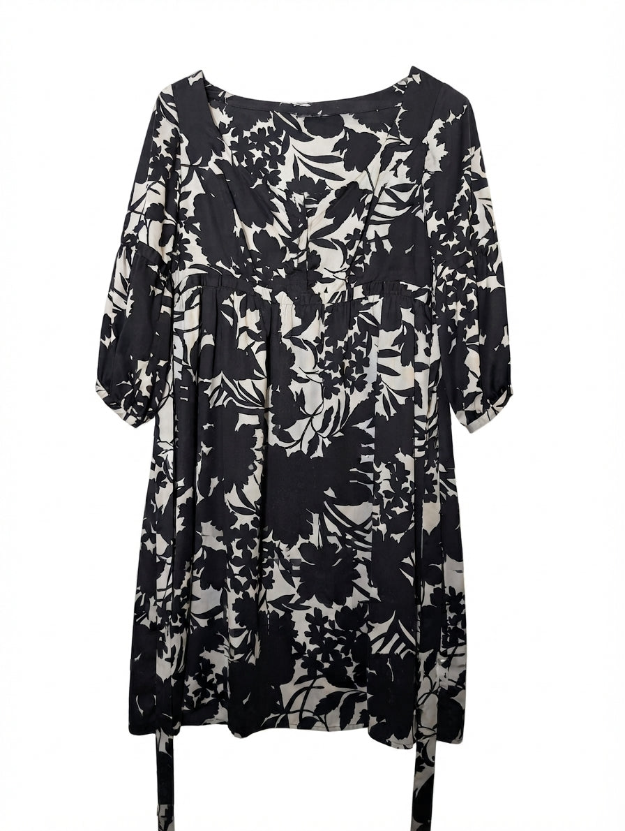 Morrissey Empire Waist Dress Black and White Floral