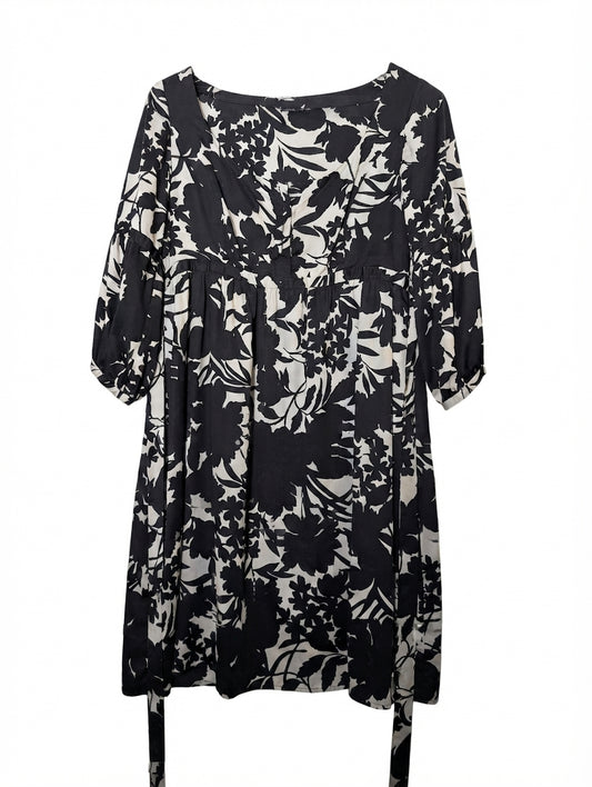 Morrissey Empire Waist Dress Black and White Floral - Image 1