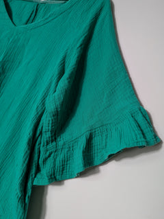 Hourglass Apparel Gauze V-Neck Ruffle Sleeve Top Green Size 12 - Image 2