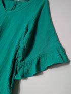 Hourglass Apparel Gauze V-Neck Ruffle Sleeve Top Green Size 12 - Image 2