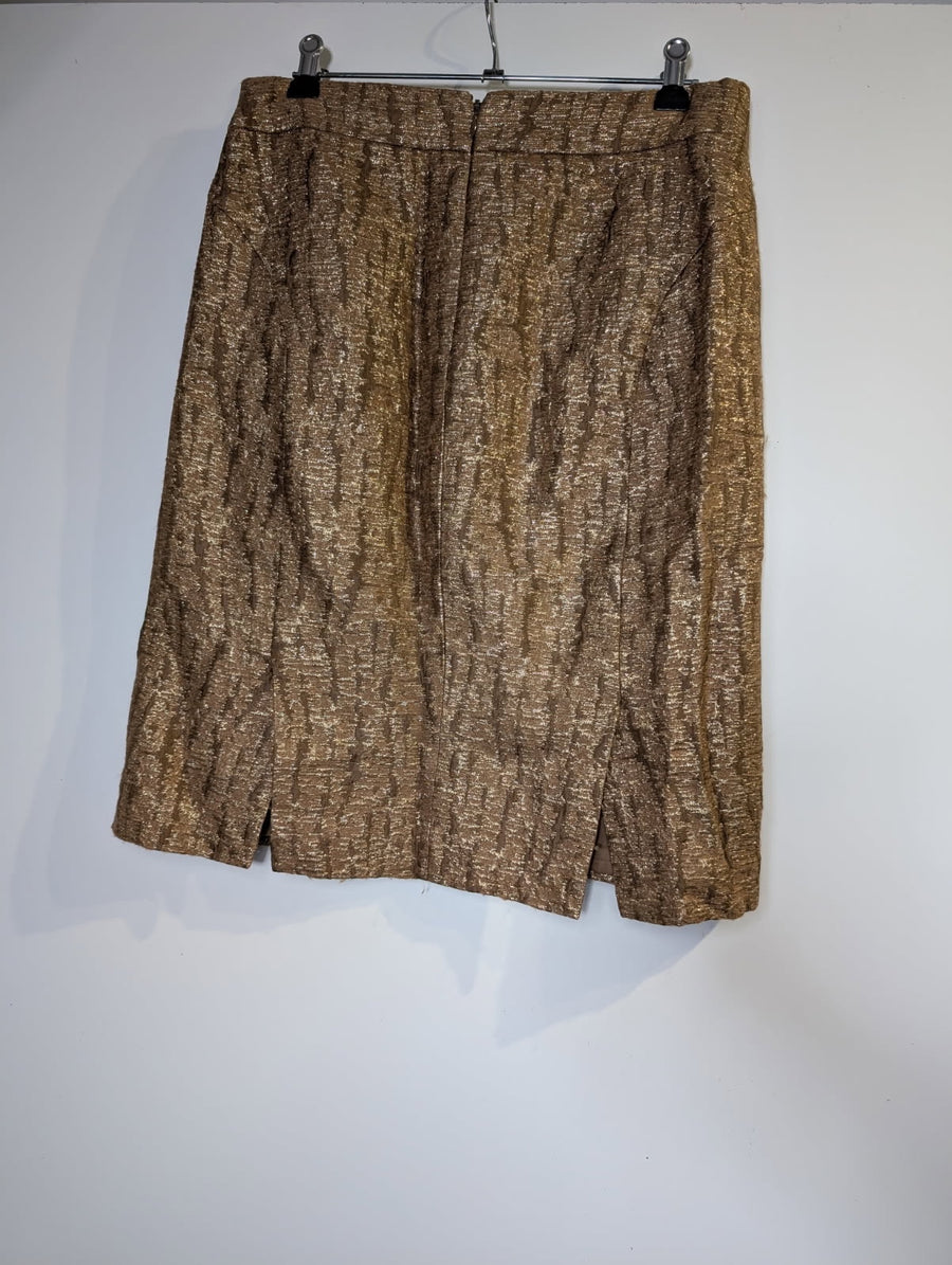 J.Crew Metallic Gold Textured A-Line Skirt Size 6 - Image 4