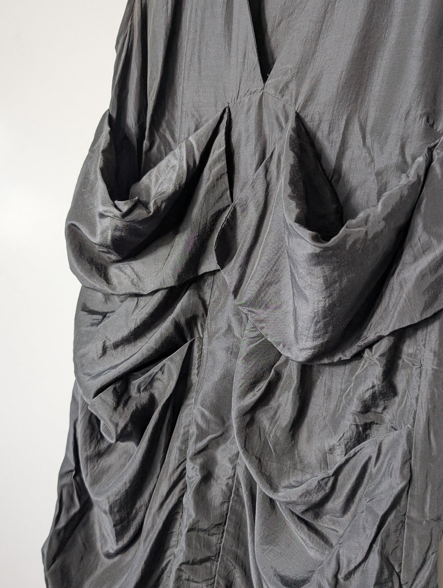 Frey Sleeveless Draped Dress Charcoal Grey Size 10 - Image 2