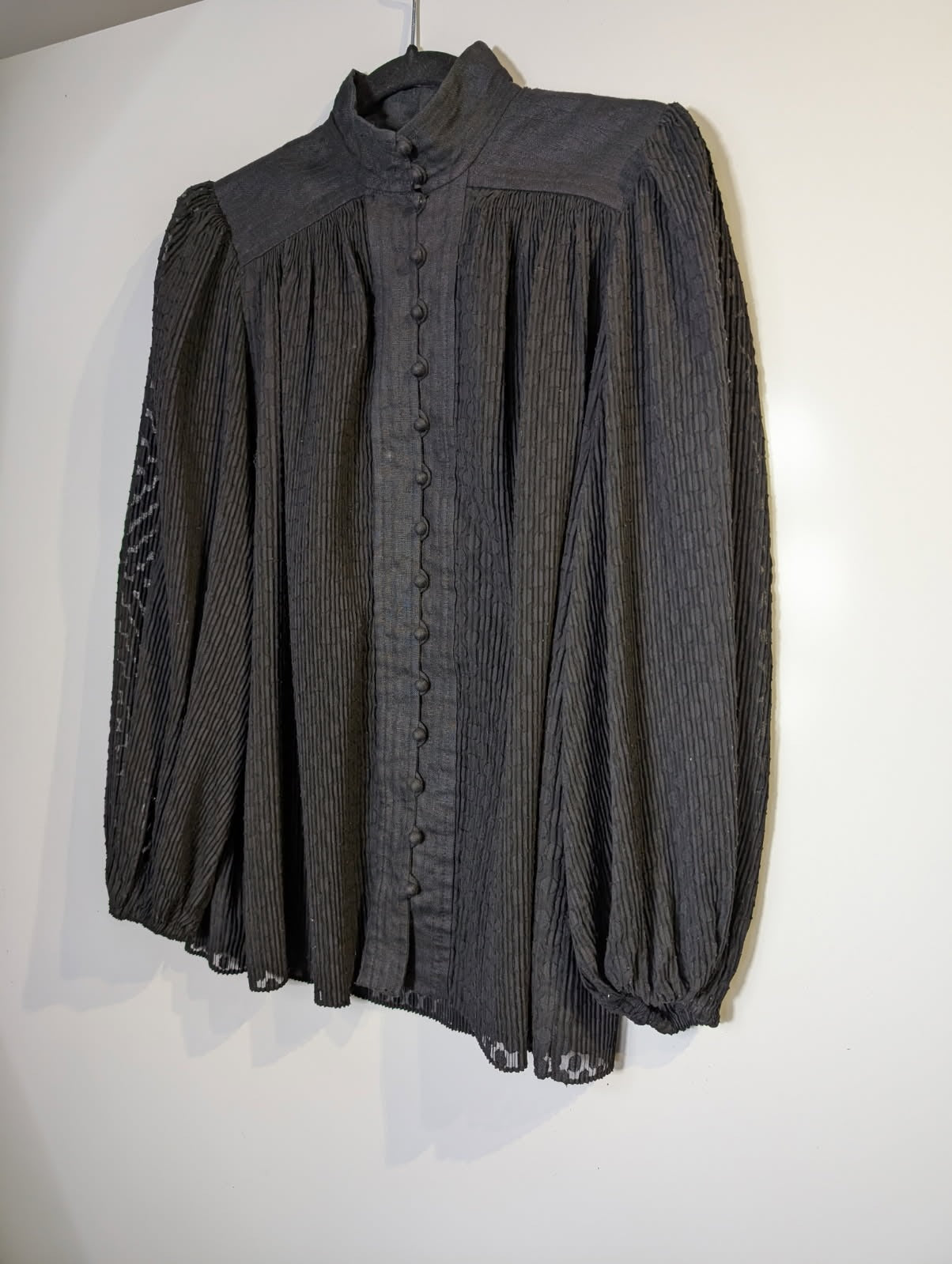 Zimmermann Victorian-Style Pleated Blouse Black Size 1 - Image 6