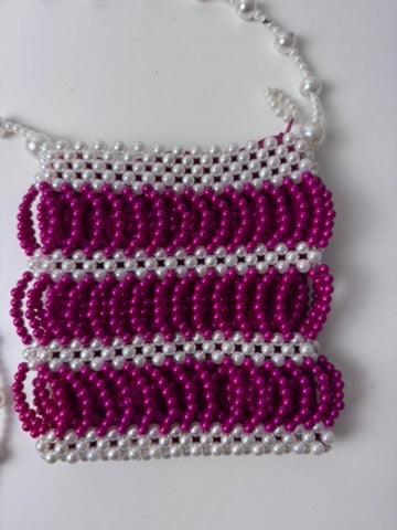 Shrimps Antonia Beaded Bag Pink and White Pearl Effect - Image 5