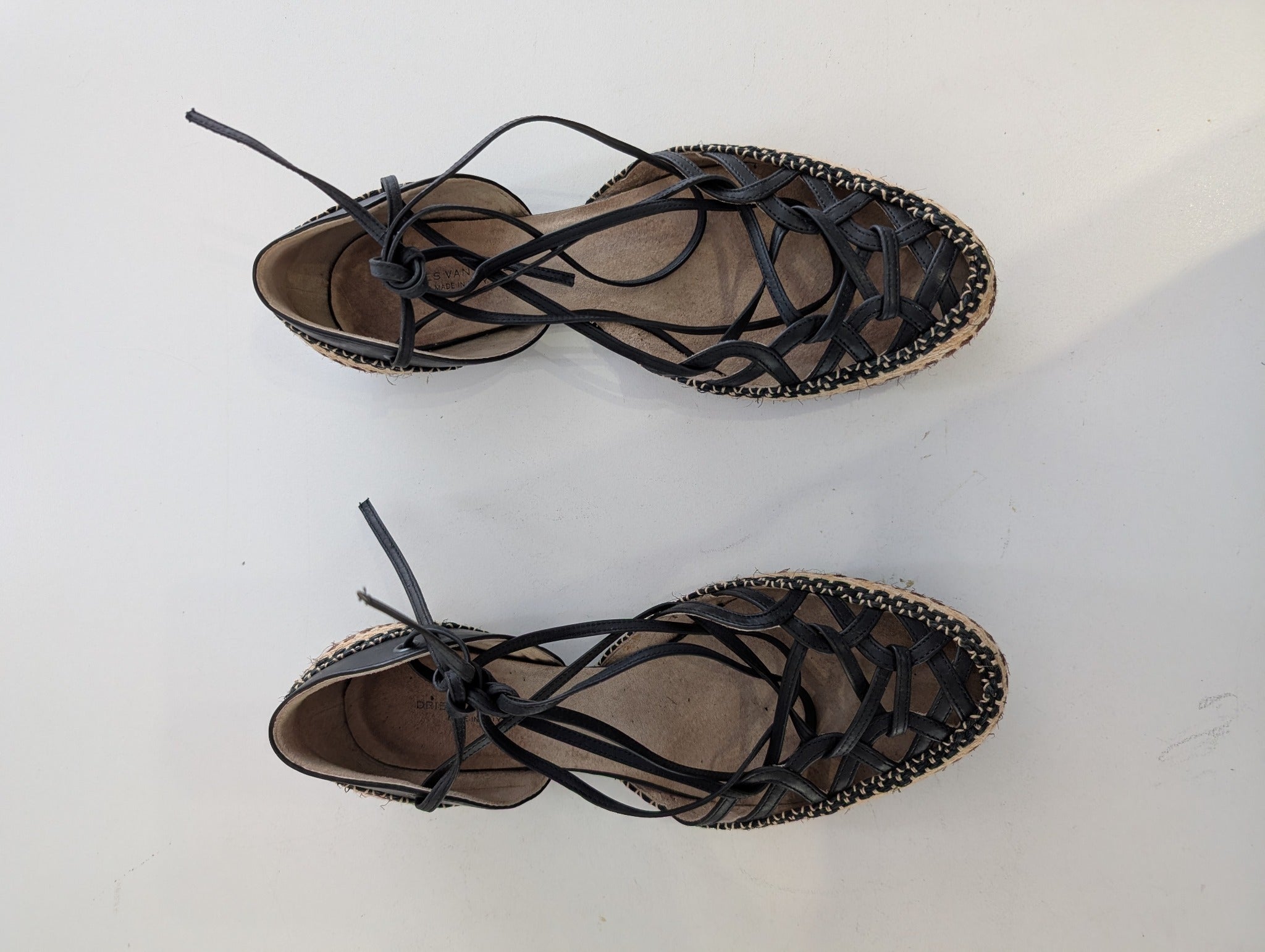 Dries Van Noten Lace-Up Espadrille Sandals Black Size 37.5 - Image 2