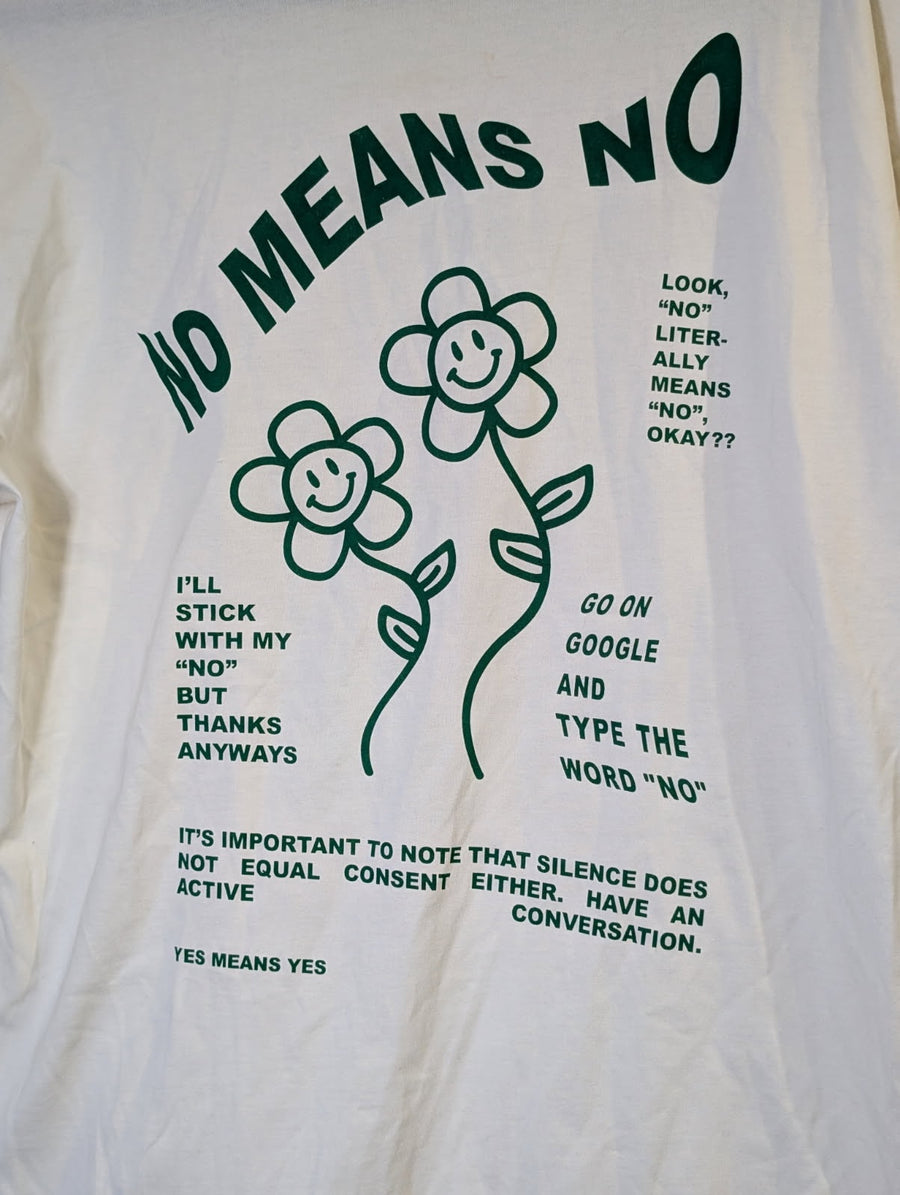Online Ceramics 'No Means No' Graphic T-Shirt White Small - Image 6