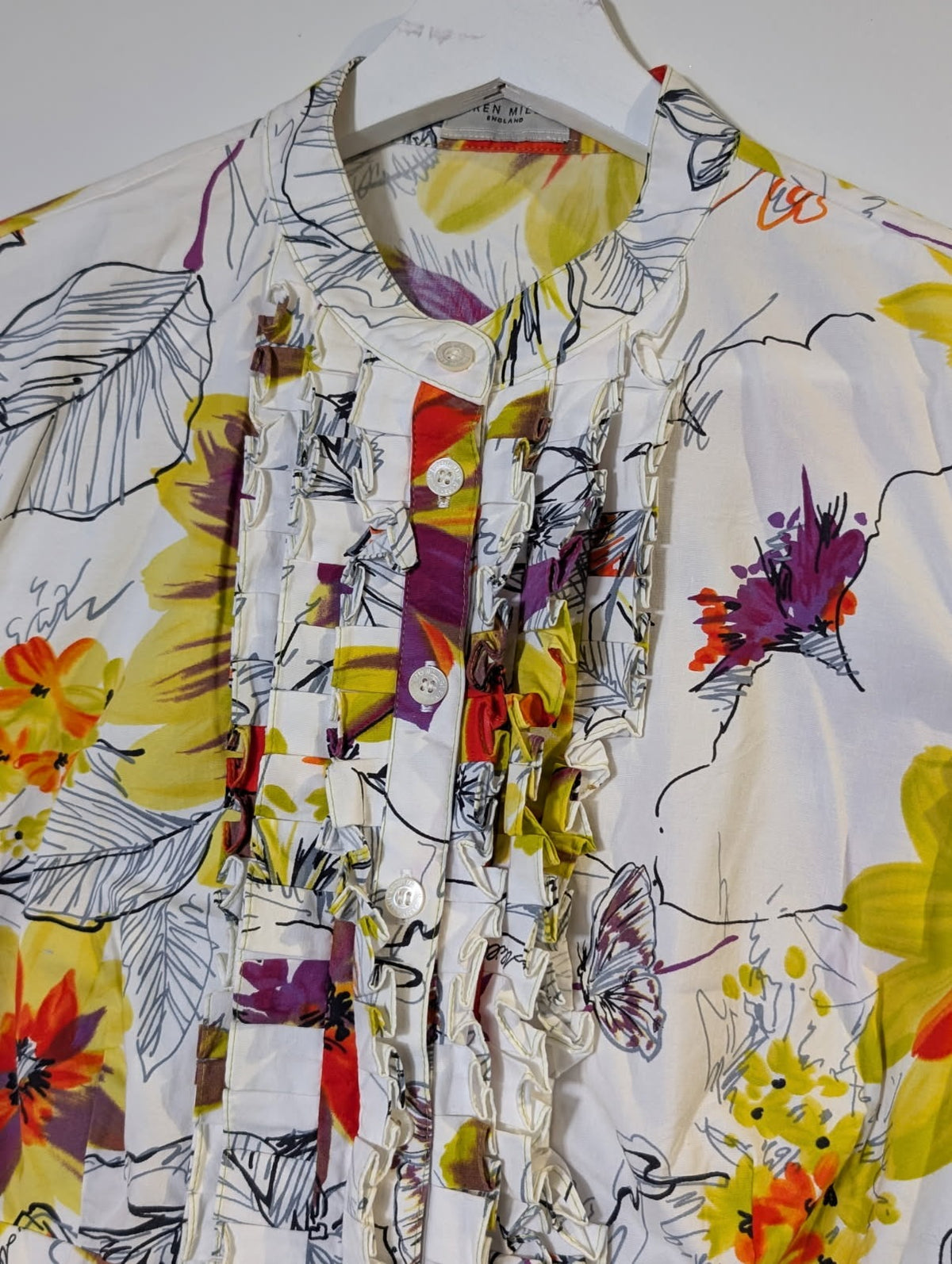 Karen Millen Floral Ruffle Front Blouse Multi-colour - Image 5