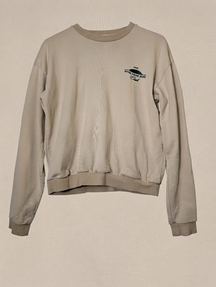 motherchuckers Work From Home Club 2020 Embroidered Sweatshirt Beige XS-S - Image 1
