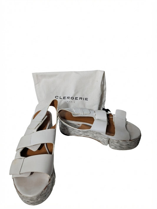 Clergerie Platform Espadrille Sandals White Leather EU 37.5 - Image 1