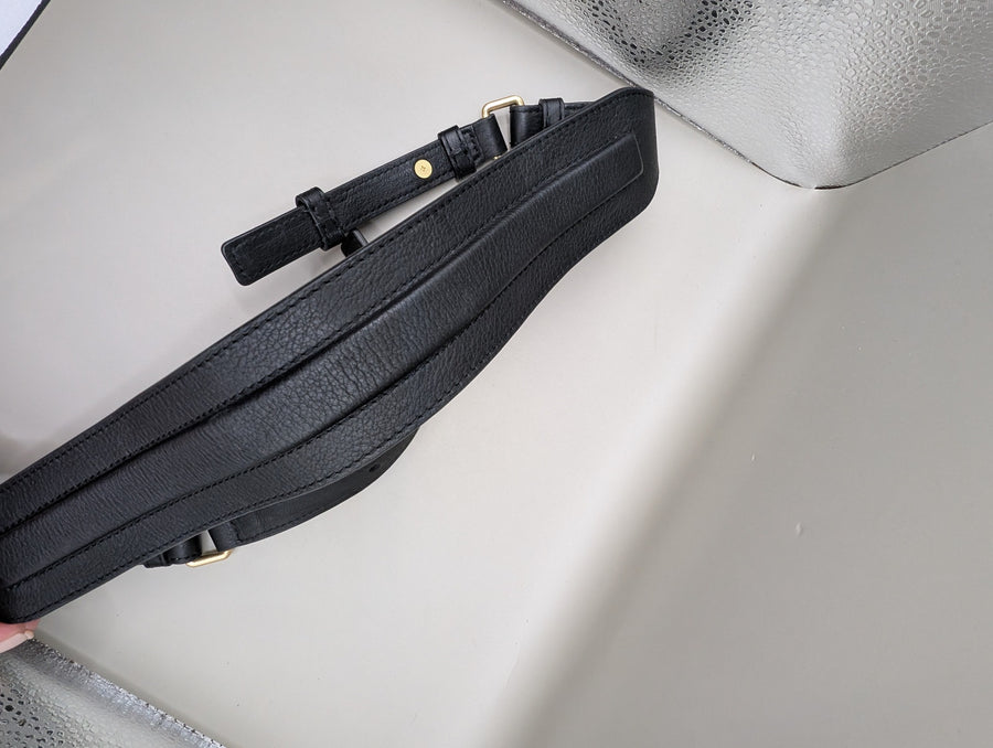 Ginger & Smart Leather Bag Strap Black Gold Hardware Size S - Image 3