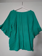 Hourglass Apparel Gauze V-Neck Ruffle Sleeve Top Green Size 12 - Image 4