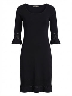 Scanlan Theodore Knit Dress Black Pointelle Detail Size M - Image 1