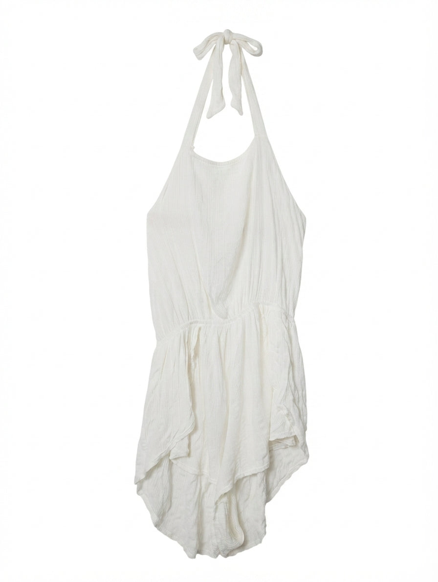 Zulu & Zephyr Crinkle Gauze Halter Romper White Women's AU 10 - Image 1