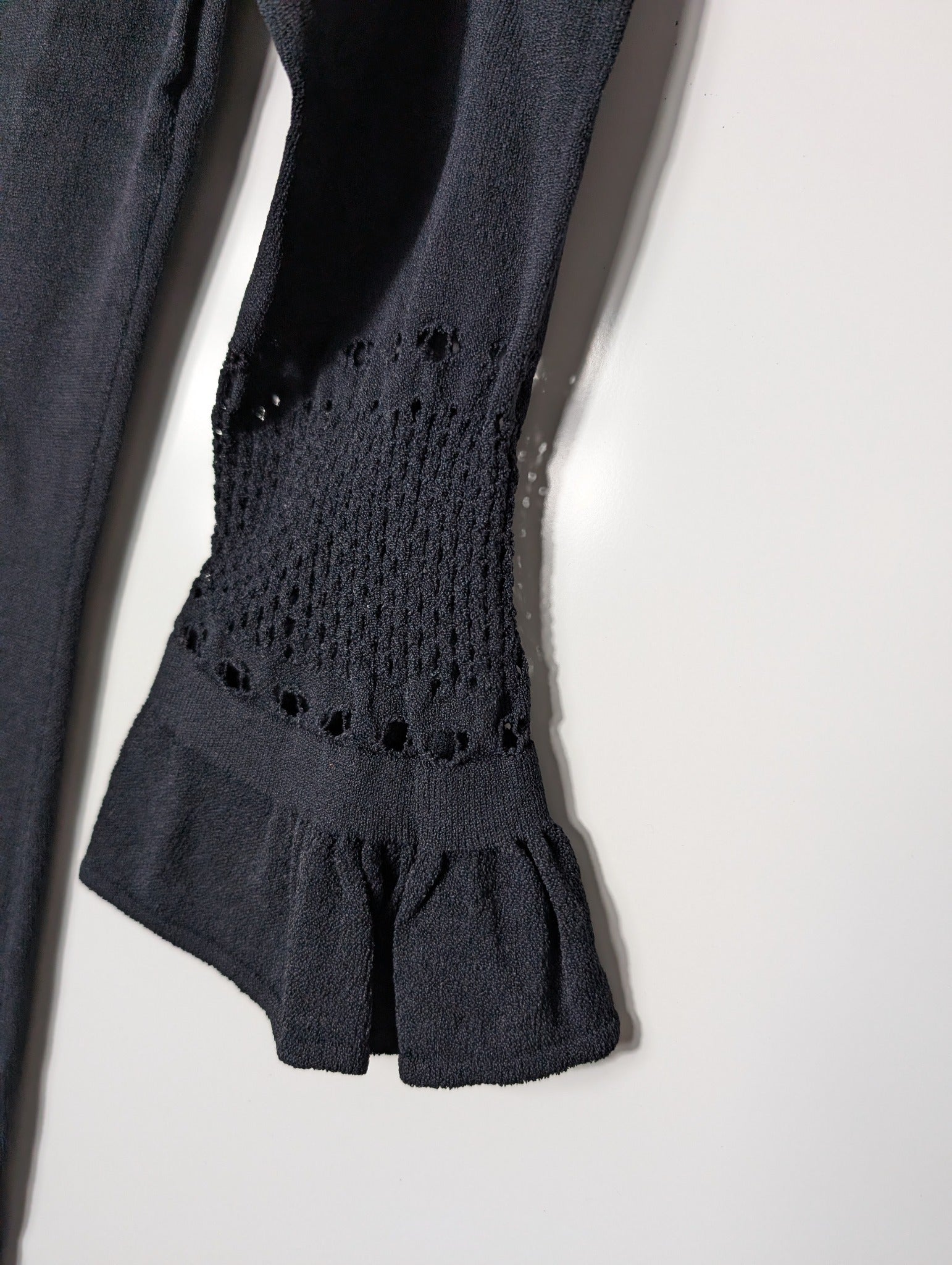 Scanlan Theodore Knit Dress Black Pointelle Detail Size M - Image 3