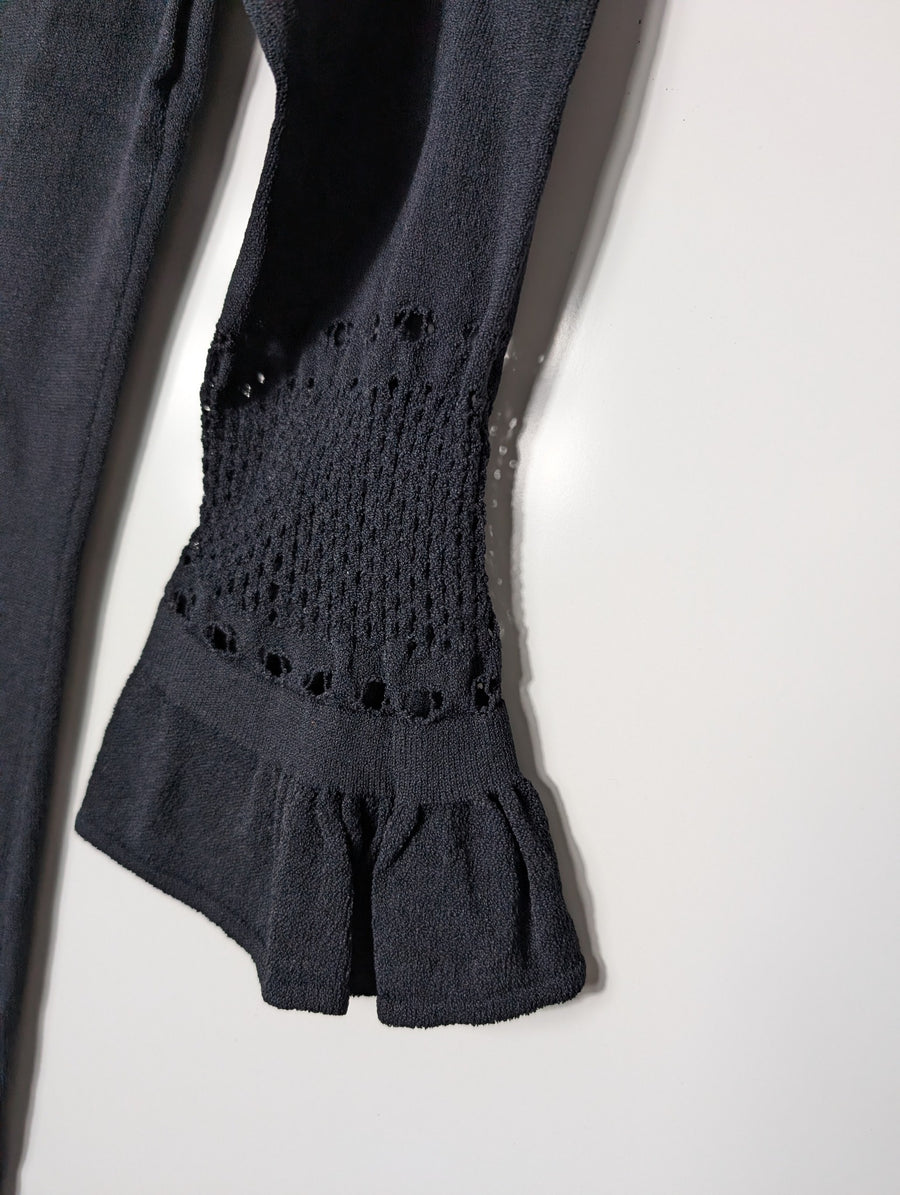 Scanlan Theodore Knit Dress Black Pointelle Detail Size M - Image 3