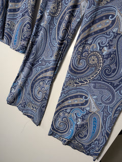 Alpha Studio Paisley Sleeveless Top and Wide Leg Pants Set Blue IT 44 - Image 2
