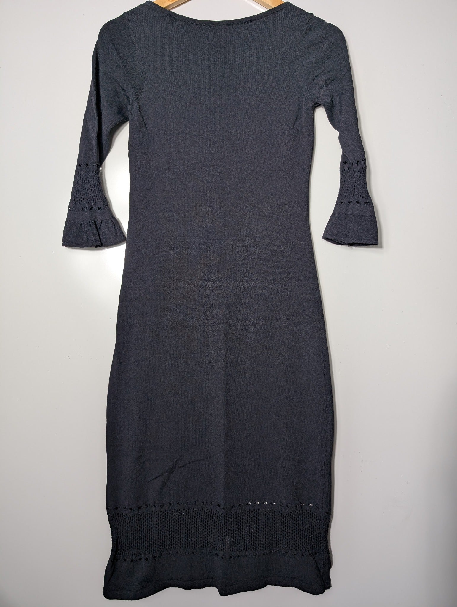 Scanlan Theodore Knit Dress Black Pointelle Detail Size M - Image 4