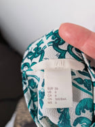 H&M Long Sleeve Blouse Green and White Tile Print US 6 - Image 4
