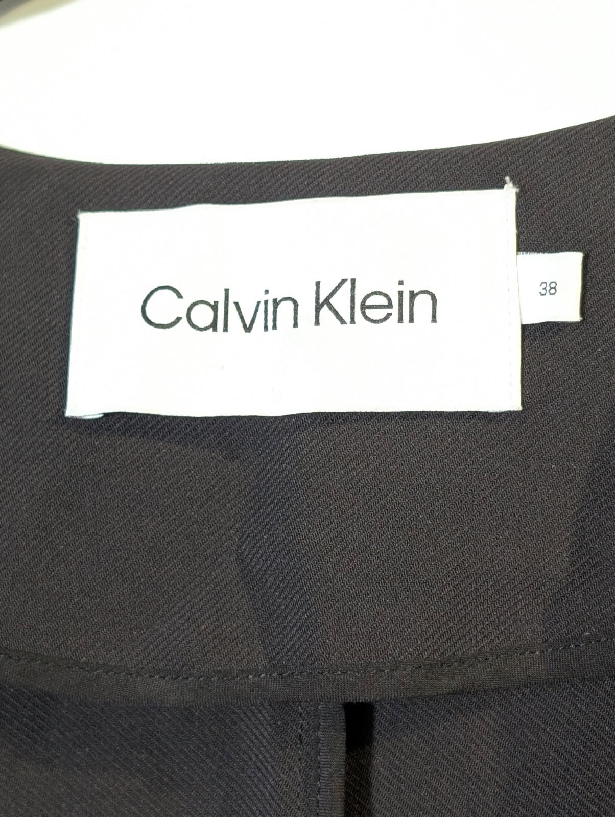 Calvin Klein Women's Open Front Belted Blazer Dark Grey Size 38 - Image 6