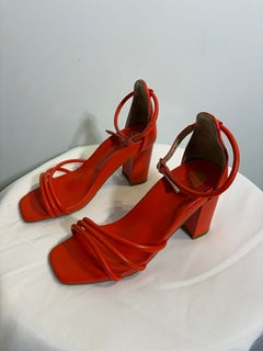 Bared Footwear Strappy Square Toe Heeled Sandals Orange EU 35 - Image 4