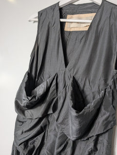 Frey Sleeveless Draped Dress Charcoal Grey Size 10 - Image 3