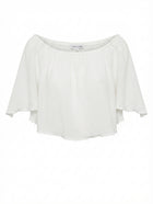 Viktoria & Woods Off-The-Shoulder Gauze Crop Top White Size 0 - Image 1