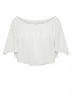 Viktoria & Woods Off-The-Shoulder Gauze Crop Top White Size 0 - Image 1