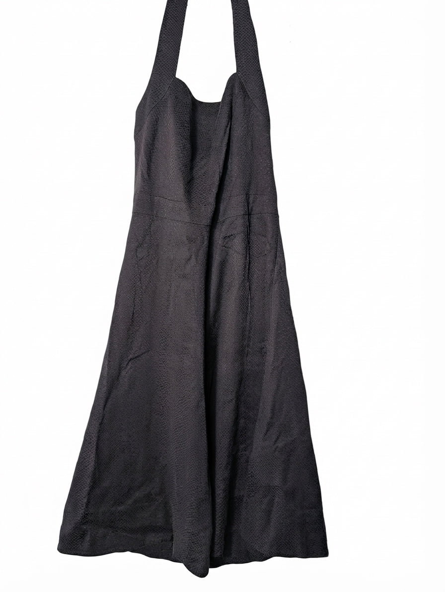 Veronika Maine Textured Halter Neck Midi Dress Black Size 12