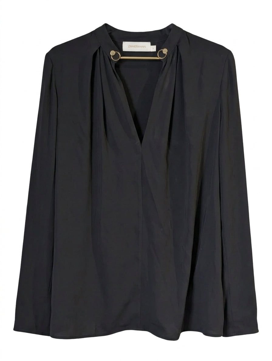 Zimmermann Black Blouse with Gold Hardware Detail Size 1 - Image 1