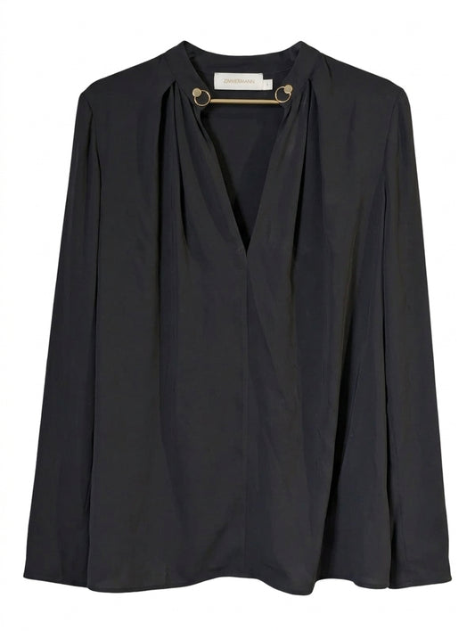 Zimmermann Black Blouse with Gold Hardware Detail Size 1 - Image 1