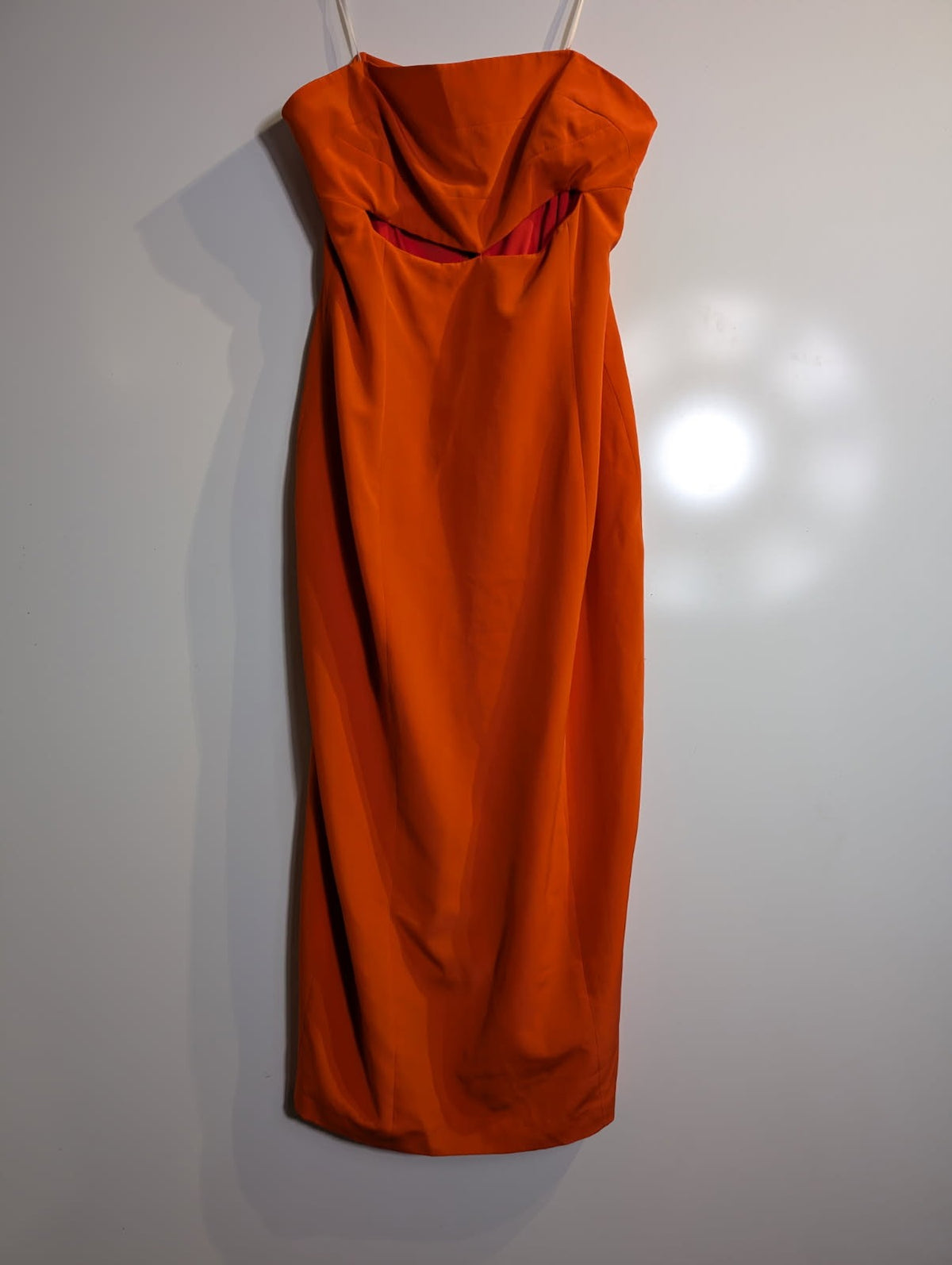 Bianca Spender Strapless Cut-Out Midi Dress Orange - Image 3