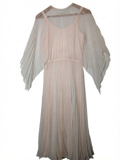 Merco Daron Pleated Chiffon Angel Sleeve Maxi Dress Pale Pink Size 12 - Image 1