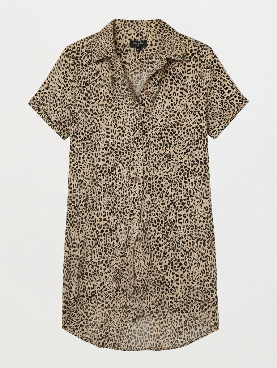 Volcom Corpo Class Leopard Print Shirt Dress Size S - Image 1