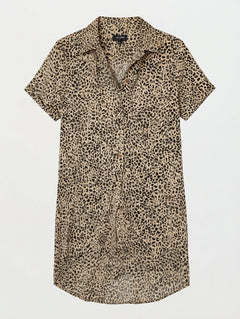Volcom Corpo Class Leopard Print Shirt Dress Size S - Image 1