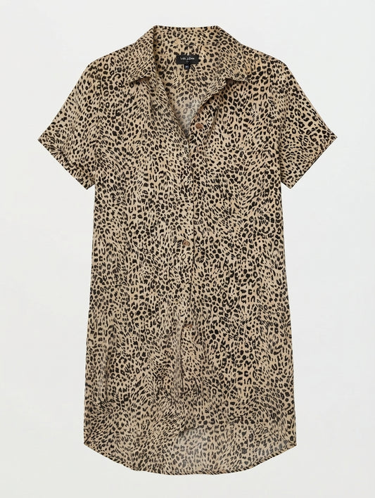 Volcom Corpo Class Leopard Print Shirt Dress Size S - Image 1