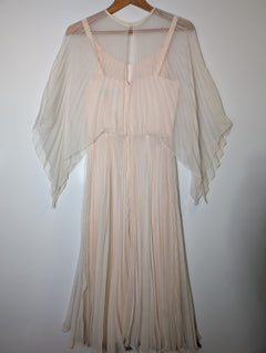 Merco Daron Pleated Chiffon Angel Sleeve Maxi Dress Pale Pink Size 12 - Image 5