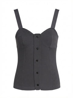Proenza Schouler Button-Front Knit Corset Top Charcoal Size 4 - Image 1