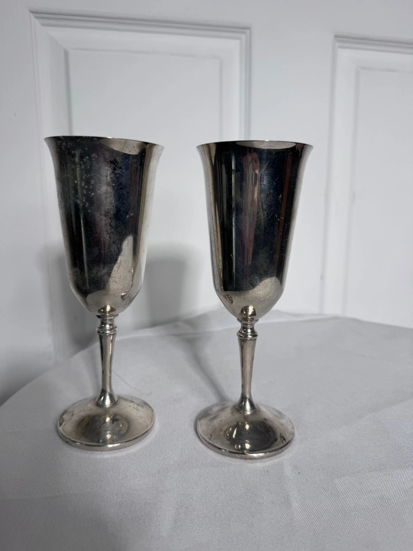 Vintage Silver Plated Champagne Flutes - Elegant Set Of Two - Image 2