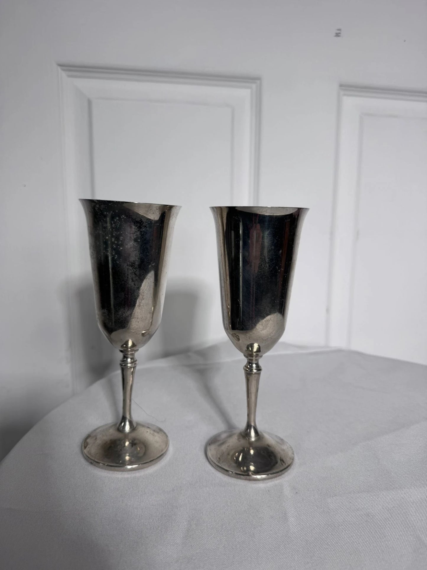 Vintage Silver Plated Champagne Flutes - Elegant Set Of Two - Image 4