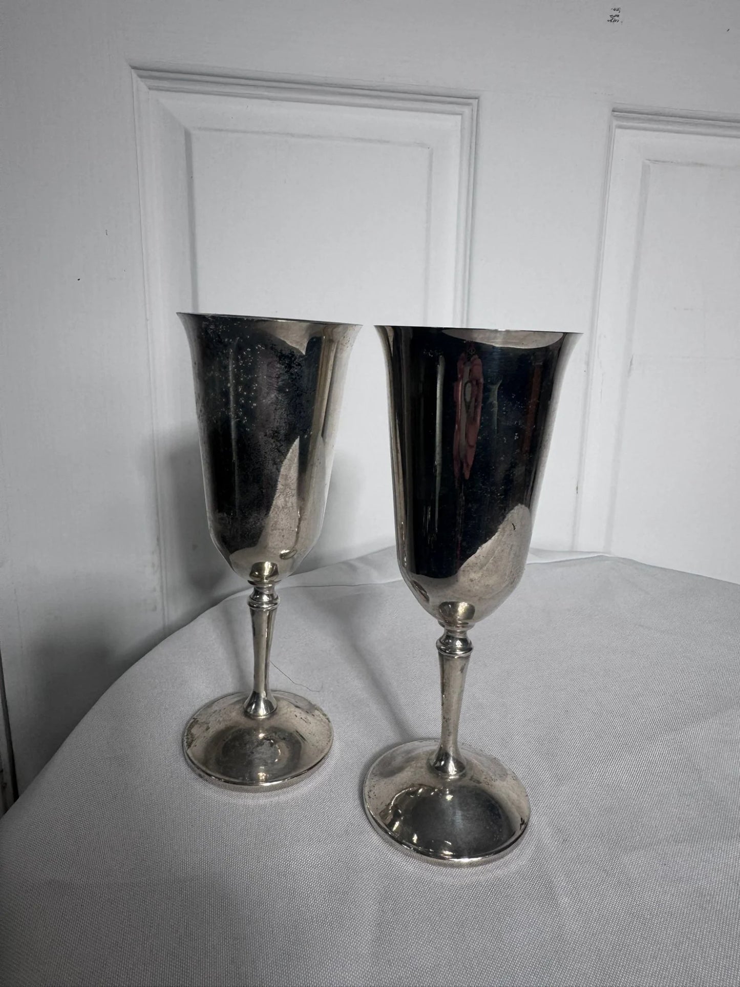 Vintage Silver Plated Champagne Flutes - Elegant Set Of Two - Image 3