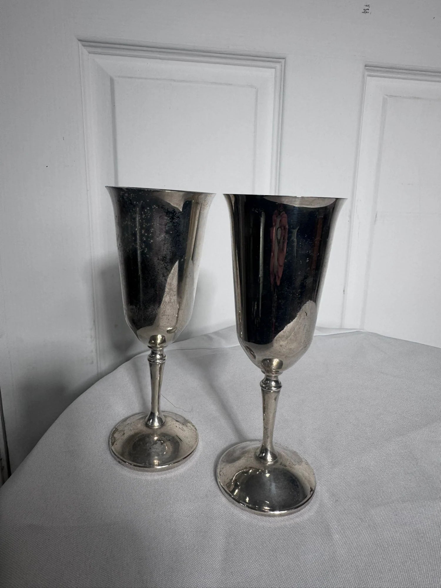 Vintage Silver Plated Champagne Flutes - Elegant Set Of Two - Image 3