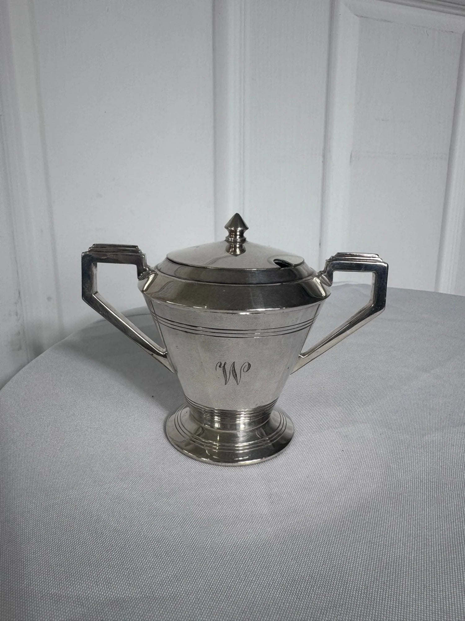 Vintage Art Deco Silver Plated Sugar Bowl With Lid - Image 2