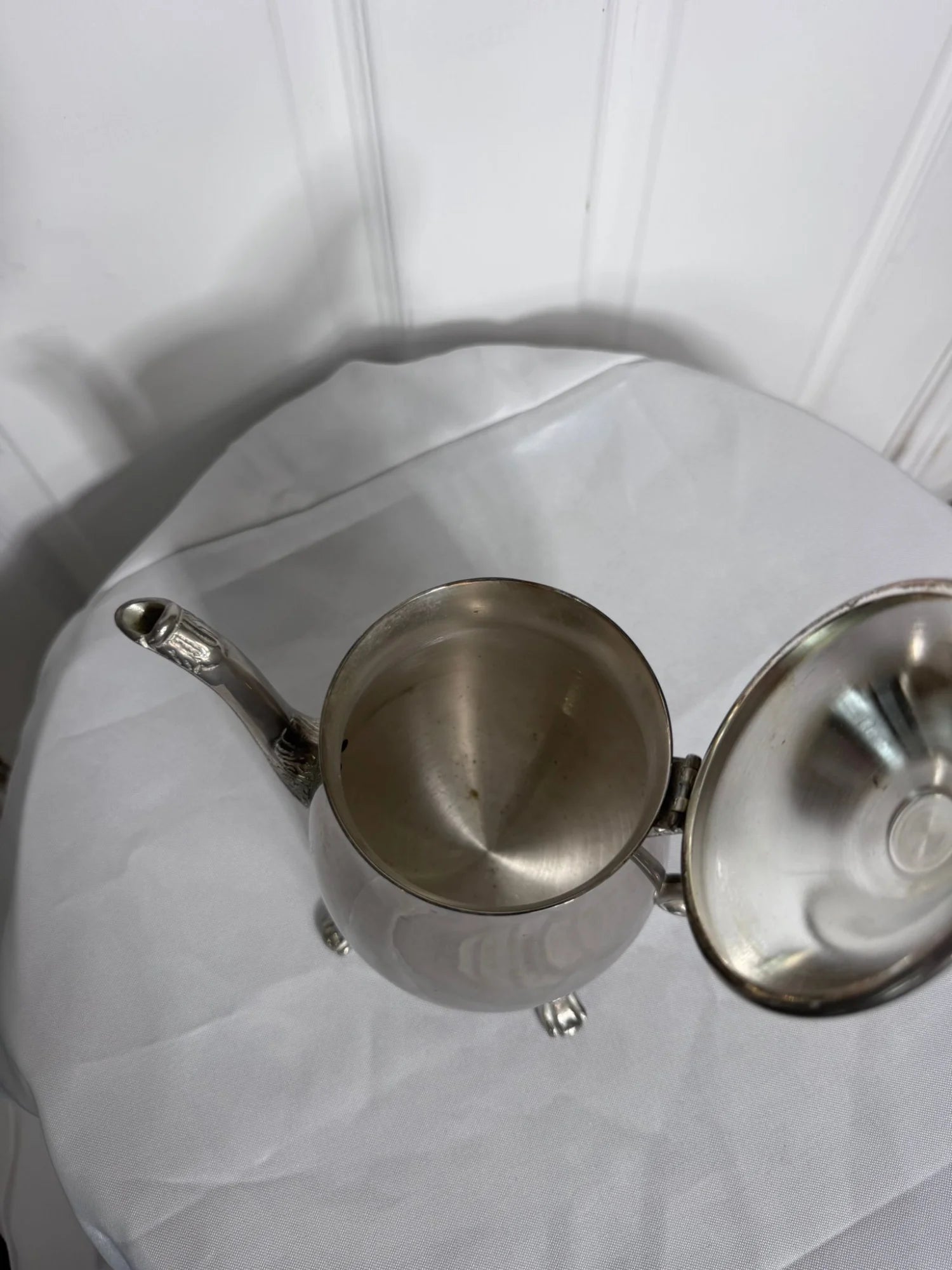 Vintage Silver Plated Teapot With Ornate Feet And Finial - Image 6