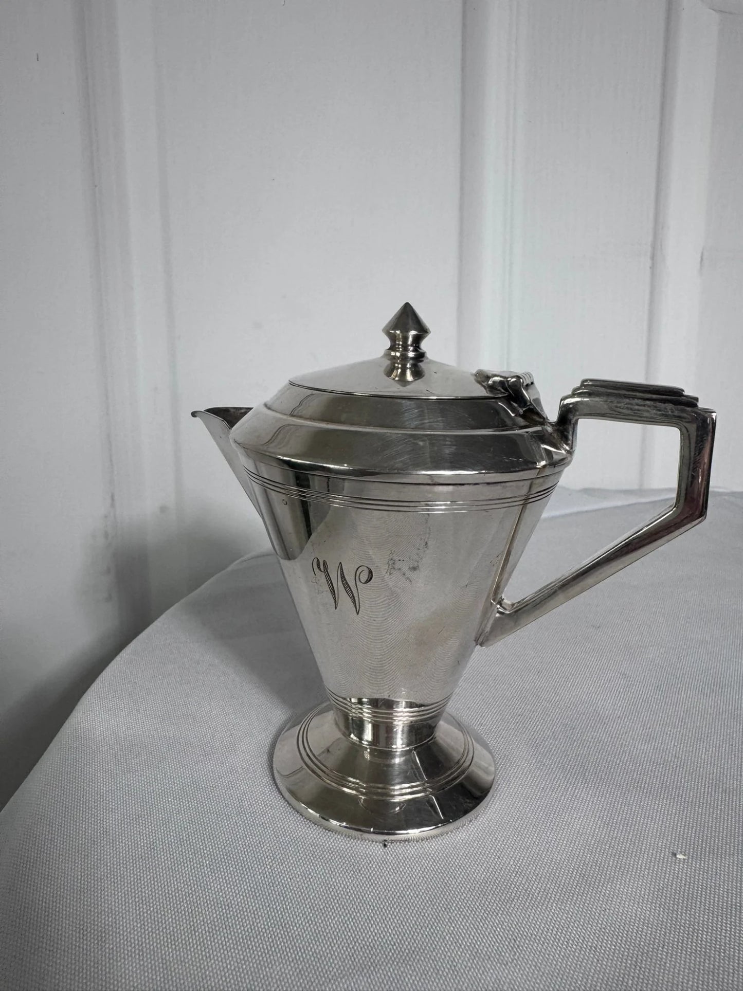 Vintage Art Deco Sterling Silver Coffee Pot - Elegant Geometric Design - Image 4