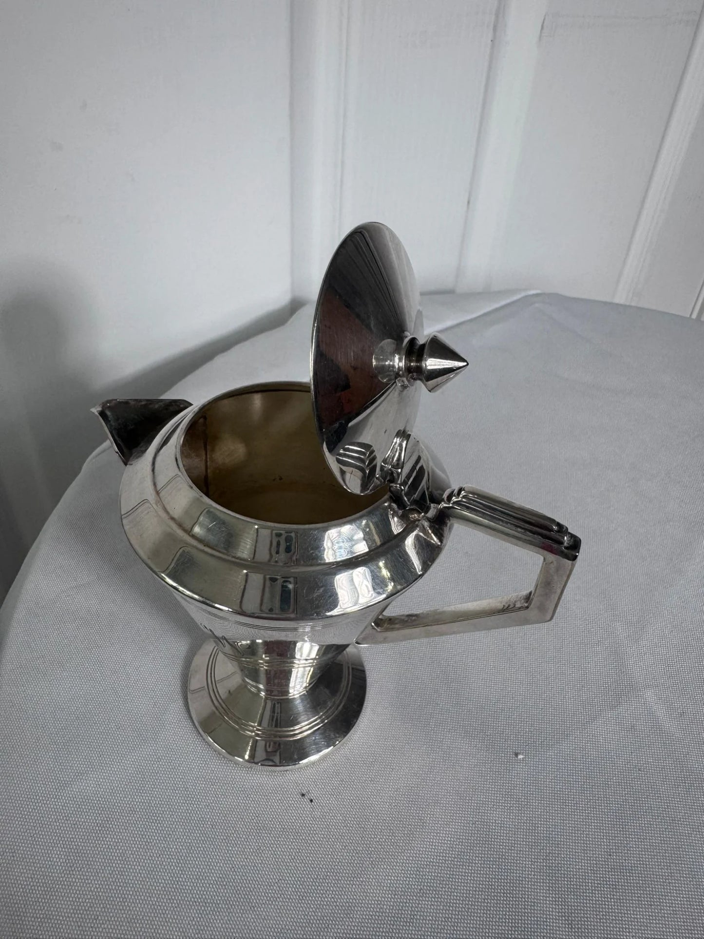 Vintage Art Deco Sterling Silver Coffee Pot - Elegant Geometric Design - Image 5