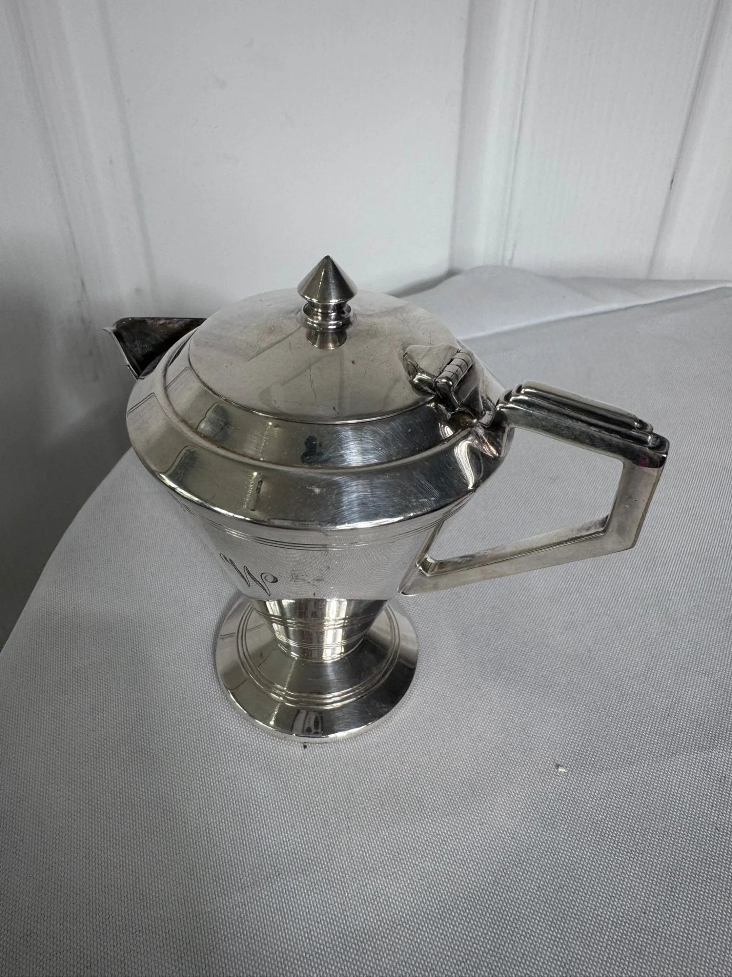 Vintage Art Deco Sterling Silver Coffee Pot - Elegant Geometric Design - Image 6
