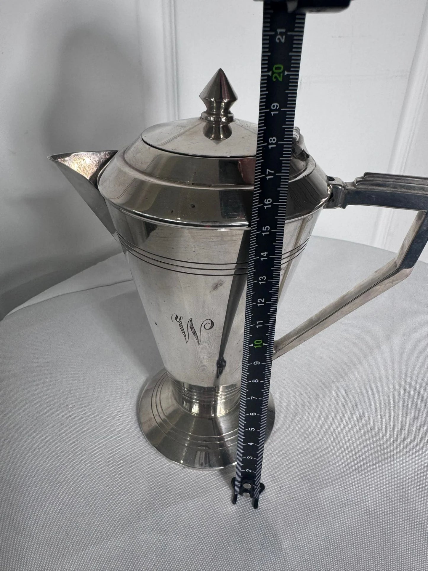 Vintage Art Deco Silver Plated Coffee Pot - Elegant Monogrammed Design - Image 7