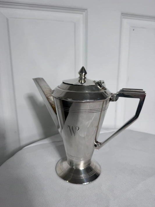 Vintage Art Deco Silver Plated Coffee Pot - Elegant Monogrammed Design - Image 2
